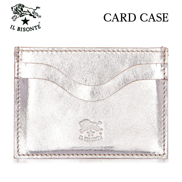 IL BISONTE イルビゾンテ CARD CASE カードケース METALLIC SILVER シルバー SI101 SCC050 PVX012: