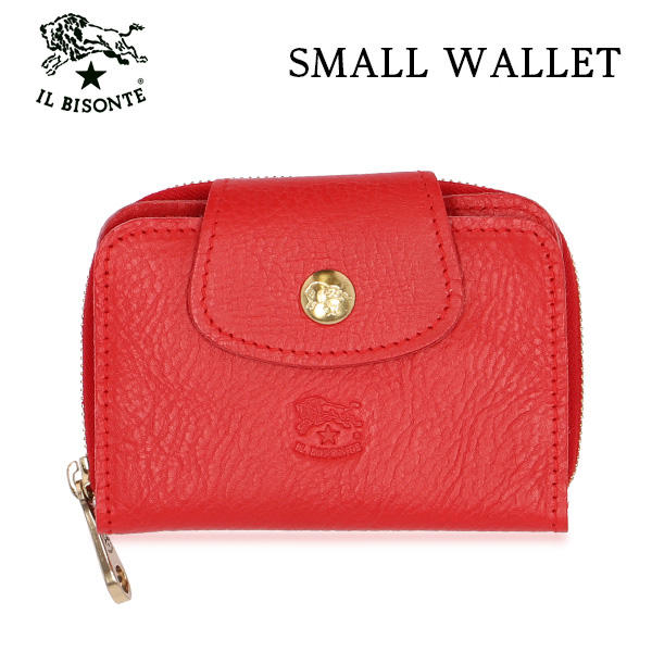 IL BISONTE イルビゾンテ SMALL WALLET 財布 キーケース RED レッド RE182 SSW013 スモールウォレット PV0001: