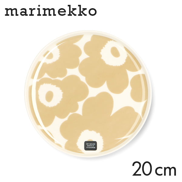 Marimekko マリメッコ Unikko ウニッコ お皿 プレート 20cm ホワイト×ベージュ: