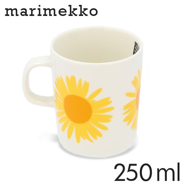 Marimekko マリメッコ Auringonkukka アウリンゴンクッカ マグカップ 250ml ホワイト×サンイエロー: