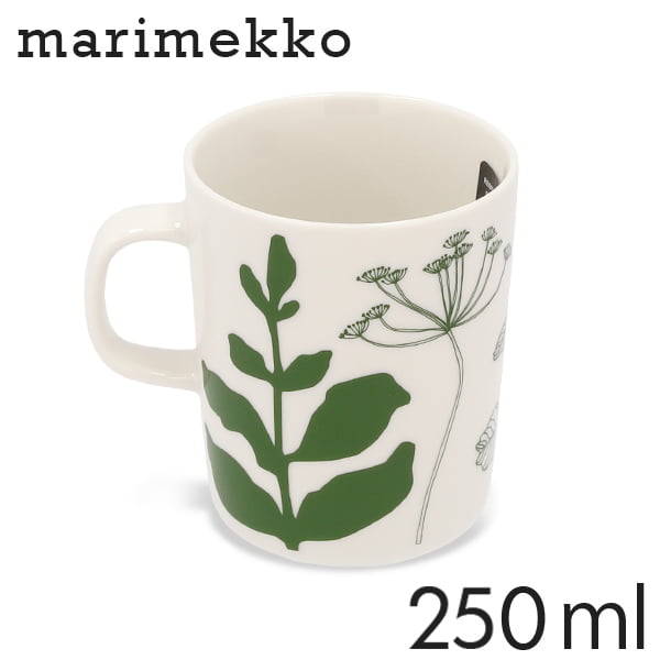 Marimekko マリメッコ Elokuun Varjot エロクーン ヴァルヨット マグカップ 250ml ホワイト×グリーン×パールピンク: