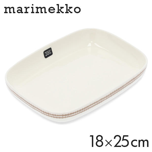 Marimekko マリメッコ Siirtolapuutarha シイルトラプータルハ サービングディッシュ 18×25cm ホワイト×クレイ: