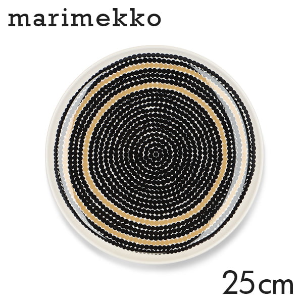 Marimekko マリメッコ Siirtolapuutarha シイルトラプータルハ プレート 25cm ホワイト×ベージュ×ブラック: