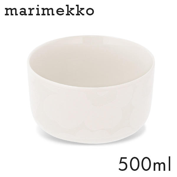 Marimekko マリメッコ Unikko ウニッコ お皿 ボウル 500ml ホワイト×ナチュラルホワイト:
