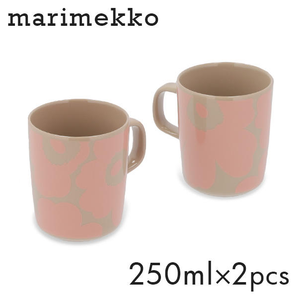 Marimekko マリメッコ Unikko ウニッコ マグ マグカップ 250ml 2個セット テラ×ピーチ: