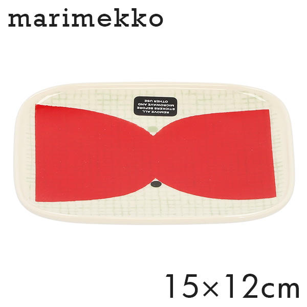 Marimekko マリメッコ Kalendi カレンディ プレート 15×12cm ホワイト×レッド×コーラル: