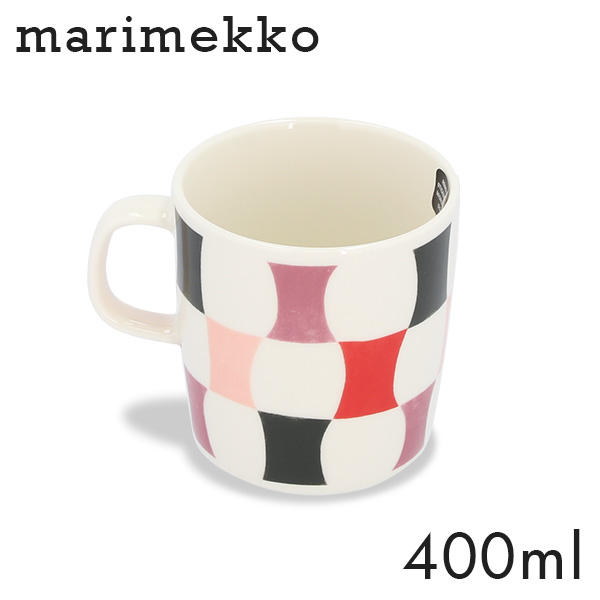 Marimekko マリメッコ Sambara サンバラ マグカップ 400ml ホワイト×コーラル×レッド×パウダー: