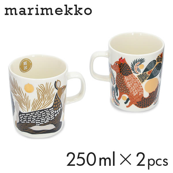 Marimekko マリメッコ Ketunmarja＆Peura ケトゥンマルヤ＆ペウラ マグ マグカップ 250ml 2個セット: