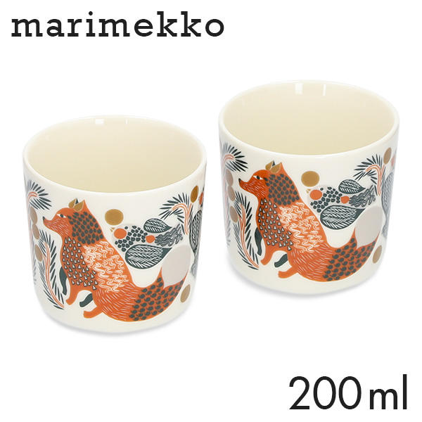 Marimekko マリメッコ Ketunmarja ケトゥンマルヤ コーヒーカップ 取っ手無 200ml 2個セット: