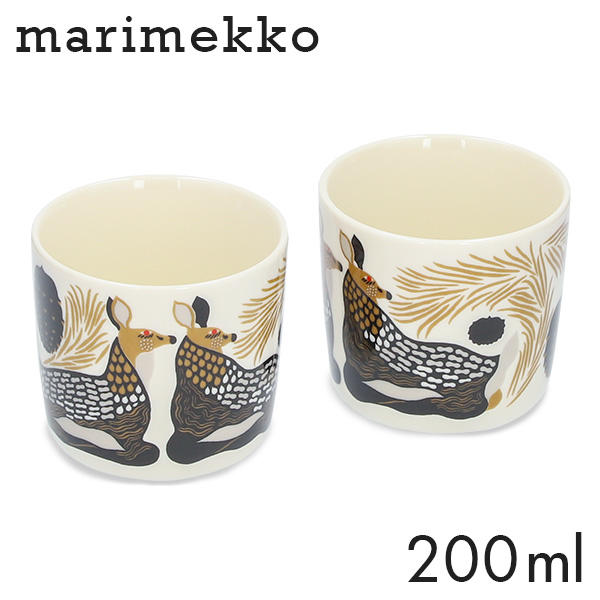Marimekko マリメッコ Peura ペウラ コーヒーカップ 取っ手無 200ml 2個セット: