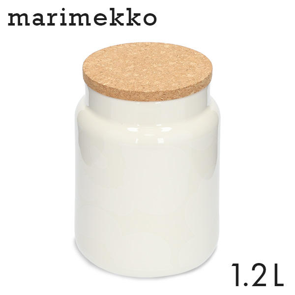 Marimekko マリメッコ Unikko ウニッコ ジャー 蓋付き 1.2L ホワイト: