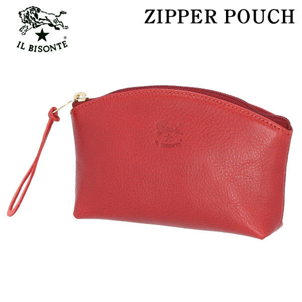 IL BISONTE イルビゾンテ POUCH ファスナーポーチ RED レッド RE157 SCA014 ポーチ PV0005: