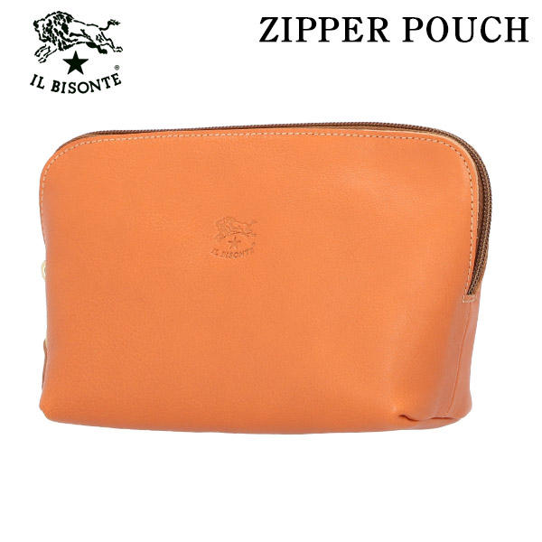 IL BISONTE イルビゾンテ POUCH ファスナーポーチ CARAMEL キャラメル CA101 SCA033 PV0005: