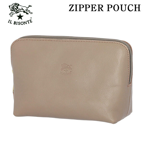 IL BISONTE イルビゾンテ POUCH ファスナーポーチ LIGHT GREY ライトグレー GY103 SCA033 PV0005: