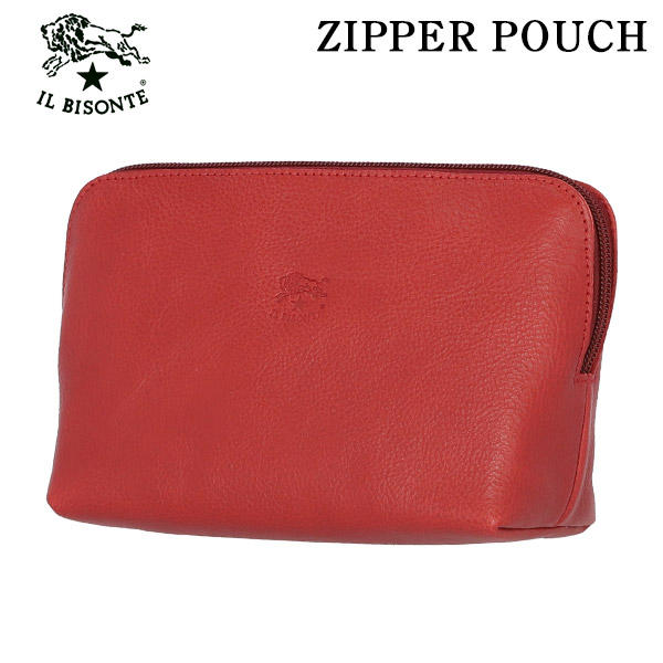 IL BISONTE イルビゾンテ POUCH ファスナーポーチ RED レッド RE155 SCA033 PV0005: