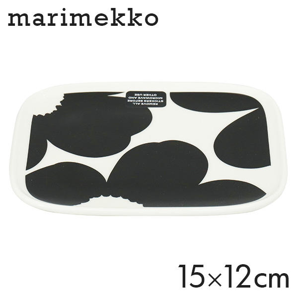 Marimekko マリメッコ Iso Unikko 60th イソ ウニッコ お皿 プレート 15×12cm ホワイト×ブラック: