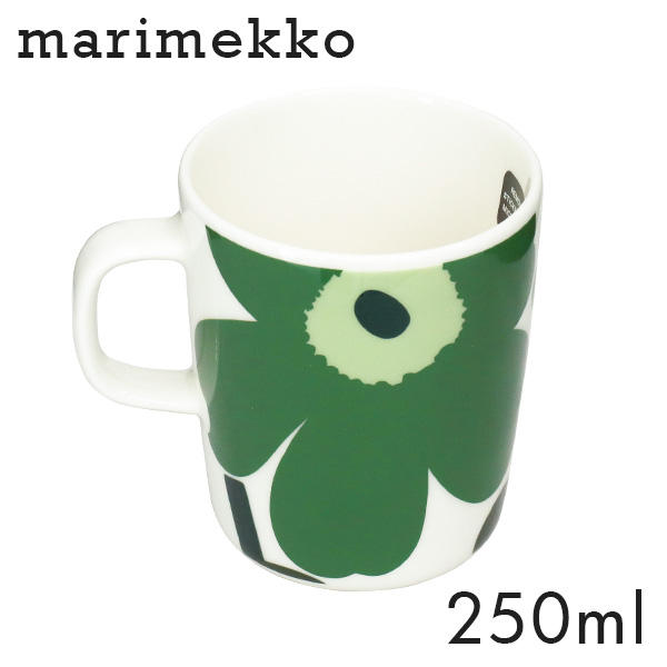 Marimekko マリメッコ Unikko 60th ウニッコ マグ マグカップ 250ml ホワイト×グリーン×ライトグリーン: