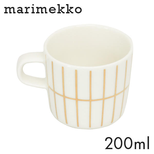 Marimekko マリメッコ Tiiliskivi ティイリスキヴィ コーヒーカップ 200ml ホワイト×ゴールド: