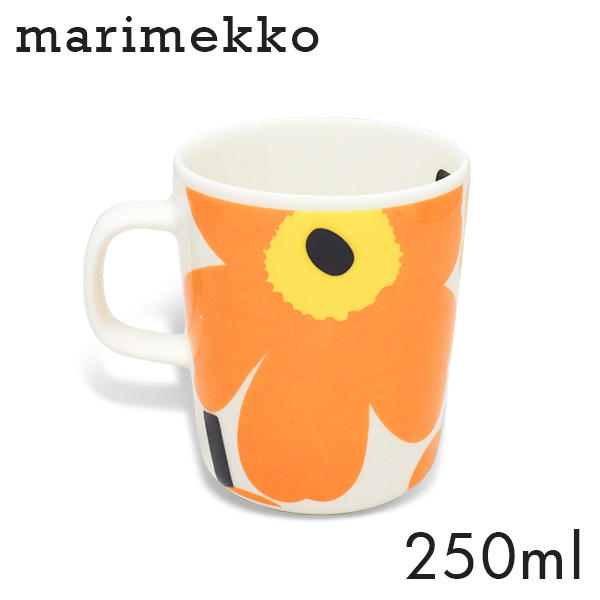 Marimekko マリメッコ Unikko 60th ウニッコ マグ マグカップ 250ml ホワイト×オレンジ: