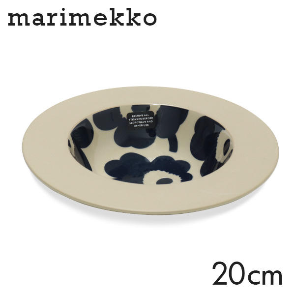 Marimekko マリメッコ Unikko ウニッコ お皿 ディーププレート 20cm テラ×ダークブルー: