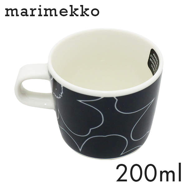 Marimekko マリメッコ Piirto Unikko 60th ピイルト ウニッコ コーヒーカップ 200ml ホワイト×ダークブルー: