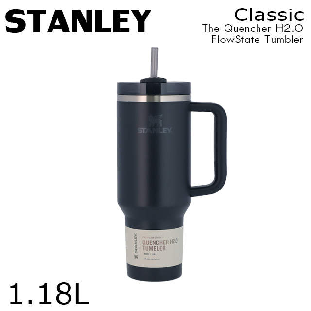 STANLEY スタンレー The Quencher H2.O FlowState Tumbler 真空 スリムクエンチャー ブラック 1.18L 40oz: