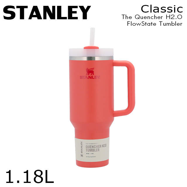 STANLEY スタンレー The Quencher H2.O FlowState Tumbler 真空 スリムクエンチャー ホットコーラル 1.18L 40oz:
