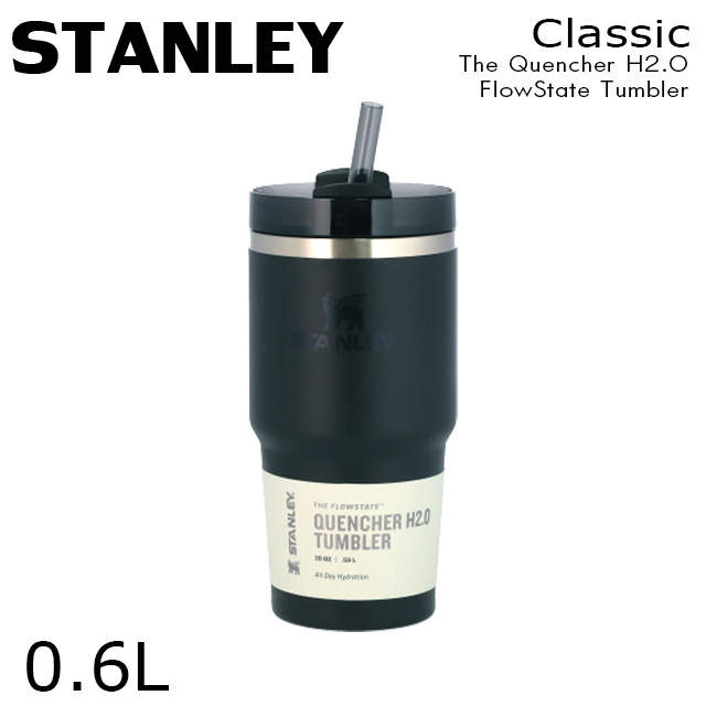 STANLEY スタンレー The Quencher H2.O FlowState Tumbler 真空 スリムクエンチャー ブラック 0.6L 20oz: