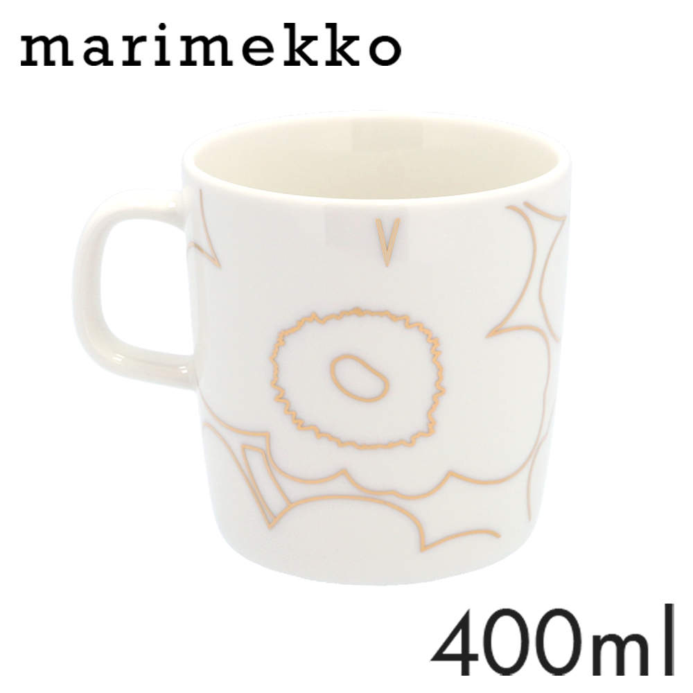 Marimekko マリメッコ Piirto Unikko ピイルトウニッコ マグ マグカップ 400ml ホワイト×ゴールド: