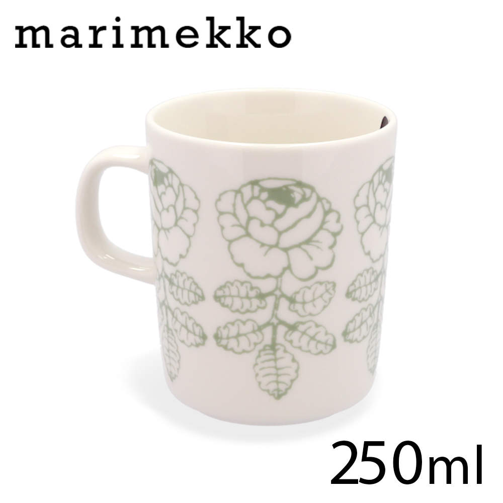 Marimekko マリメッコ Vihkiruusu ヴィヒキルース マグ マグカップ 250ml ホワイト×セージ:
