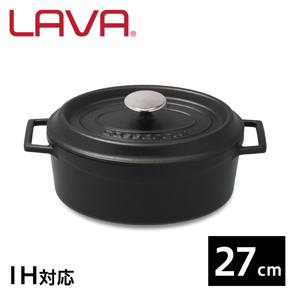 LAVA 鋳鉄ホーロー鍋 オーバルキャセロール 27cm Matt Black LV0010:
