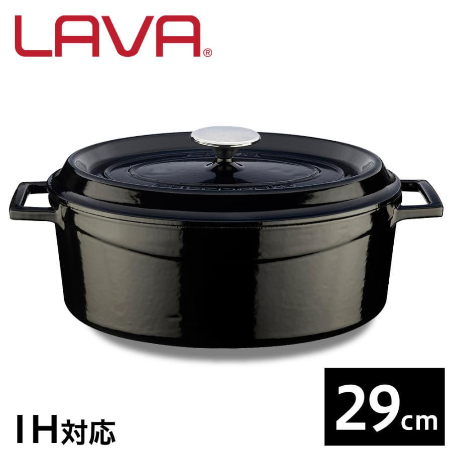 LAVA 鋳鉄ホーロー鍋 オーバルキャセロール 29cm Shiny Black LV0085: