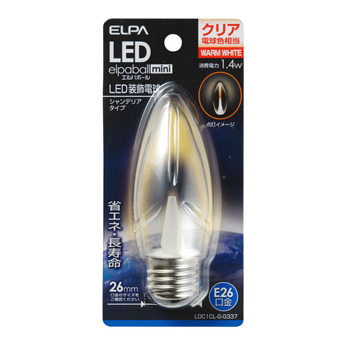 朝日電器 LED電球 エルパボールミニ シャンデリア球形 1.4W形 E26口金 クリア電球色 LDC1CL-G-G337: