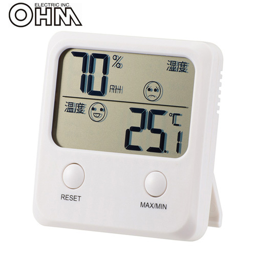 オーム電機 デジタル温湿度計 ホワイト TEM-400-W: