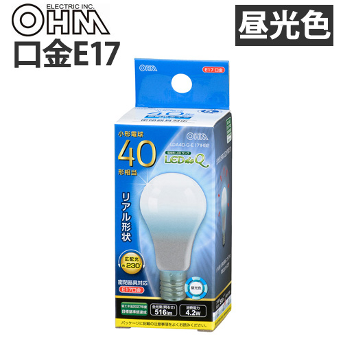 【売切れ御免】オーム電機 LED電球 ミニクリプトン形 E17 40W 昼光色 LDA4D-G-E17 IH92:
