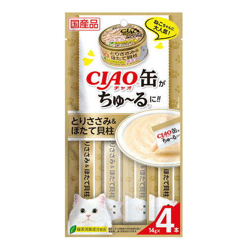 【ポイント10倍】いなば CIAO 缶ちゅ~る とりささみ&ほたて貝柱 14g×4本入 SC-356: