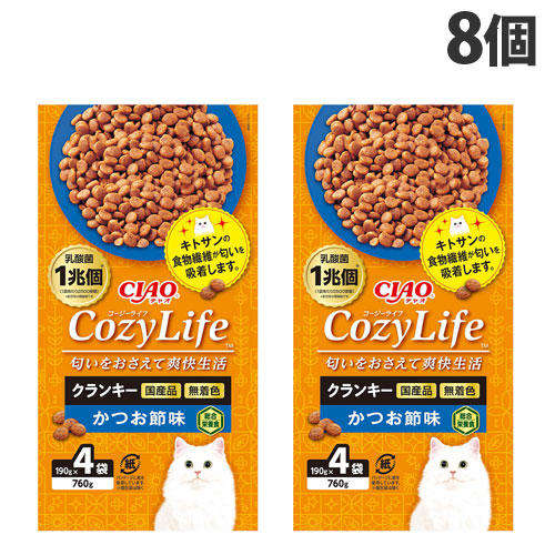 いなば CozyLife クランキー 総合栄養食 かつお節味 (190g×4袋入)×8個 P-332