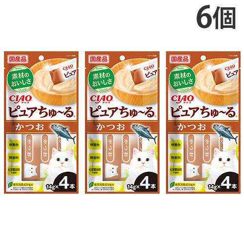 【お1人様1セット限り】【ポイント10倍】【送料弊社負担】【ゆうパケット配送】いなば CIAO ピュアちゅ~る かつお 4本×6個【他商品と同時購入不可】: