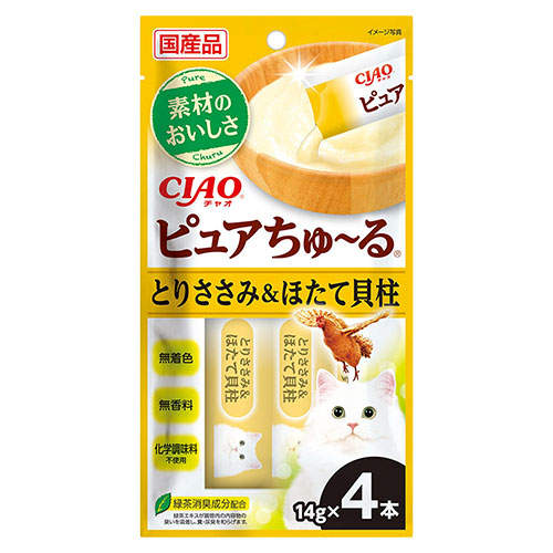 いなば CIAO ピュアちゅ～る ささみ＆ほたて貝柱 14g×4本: