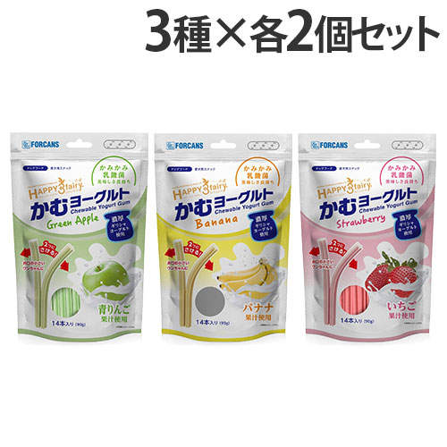 FORCANS フォーキャンス かむヨーグルト 青りんご バナナ いちご 14本入 6個セット: