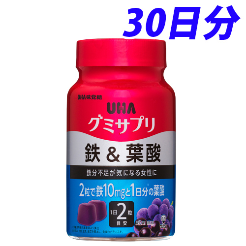 UHA味覚糖 グミサプリ 鉄＆葉酸ボトル 30日分: