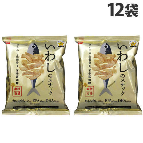 おやつカンパニー 素材市場 いわしのスナック ほんのり生姜香る甘辛醤油味 61g×12袋: