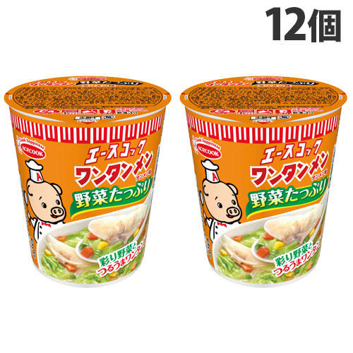 エースコック 野菜たっぷりワンタンメン タンメン味 タテ型 63g×12個: