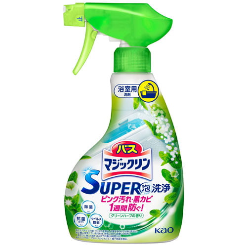 花王 風呂用洗剤 バスマジックリン SUPER泡洗浄 グリーンハーブの香り 本体 350ml: