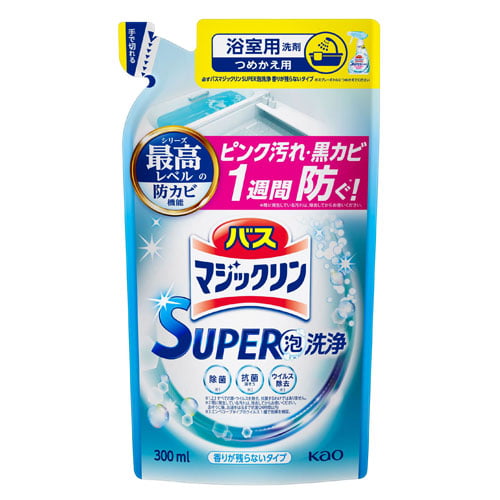 花王 風呂用洗剤 バスマジックリン SUPER泡洗浄 香りが残らないタイプ 詰替用 300ml:
