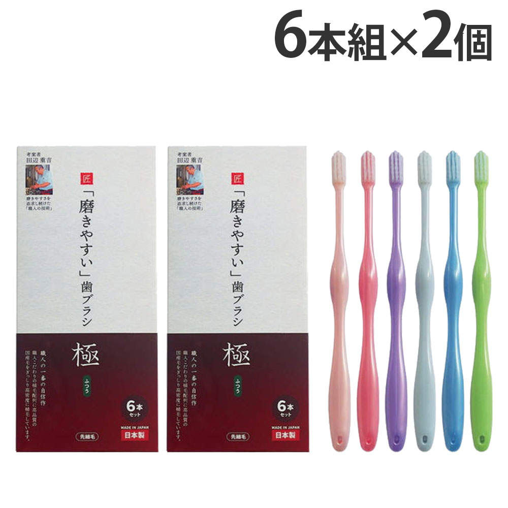 ライフレンジ 磨きやすい歯ブラシ 極 ふつう 6本組 2個 LT-53: