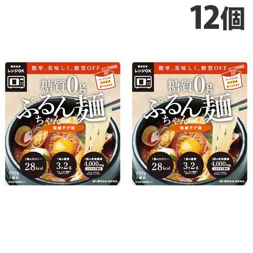 オーミケンシ 糖質0g ぷるんちゃん麺 海鮮チゲ 200g×12個: