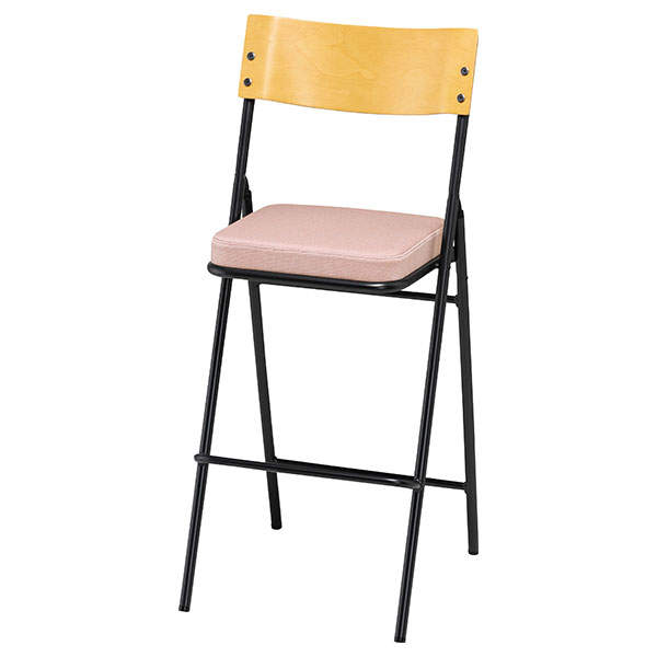 サンケイ 折りたたみハイチェア 厚張り 布張り 背合板色ナチュラル パウダーピンク CF73-MY-PST-PPI: