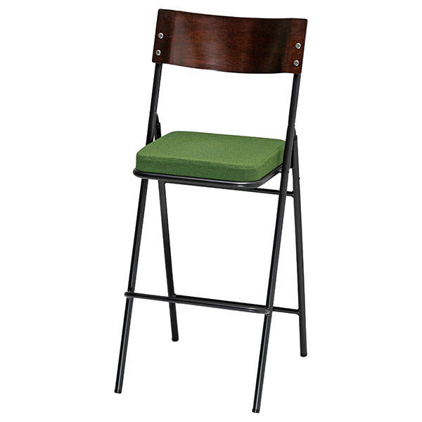 サンケイ 折りたたみハイチェア 厚張り 布張り 背合板色ブラウン ダークグリーン CF74-MY-PST-MDG: