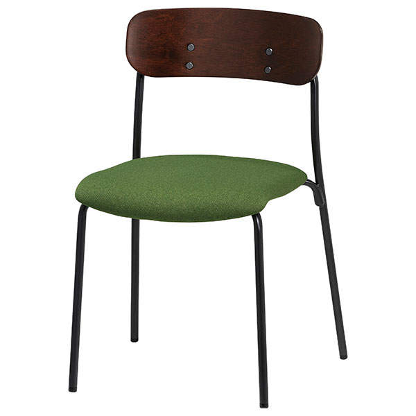 サンケイ スタッキングチェア ミーティングチェア 4本脚 布張り 背合板色ブラウン ダークグリーン CM113-MY-PST-MDG: